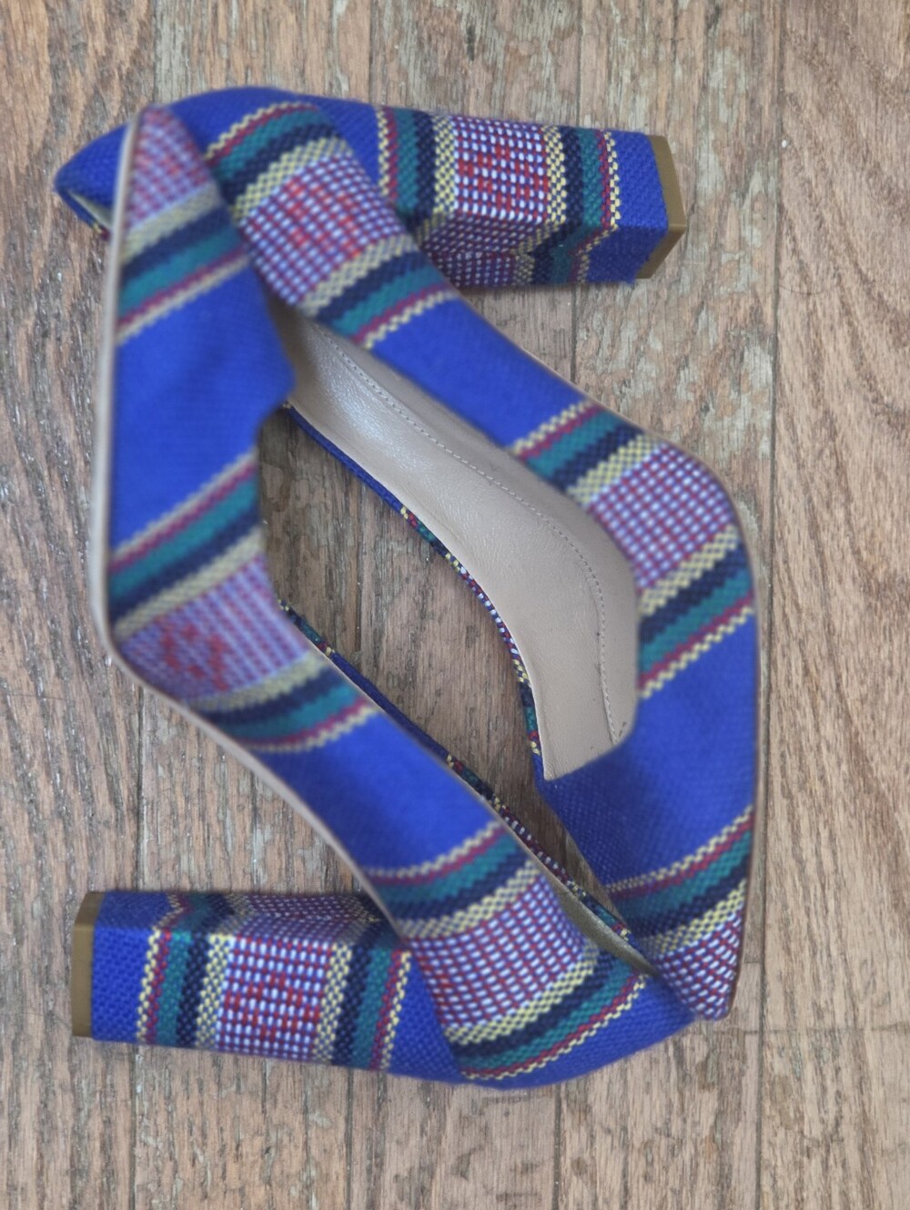 Rare! J.Crew Collection Woven Stripe Block Heel Pumps - Made in Italy, Size 8